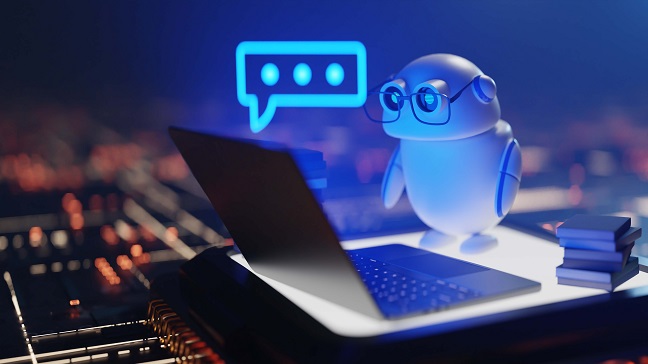 cuteconversationalcopilotairobotwithspeechbubble3drendering